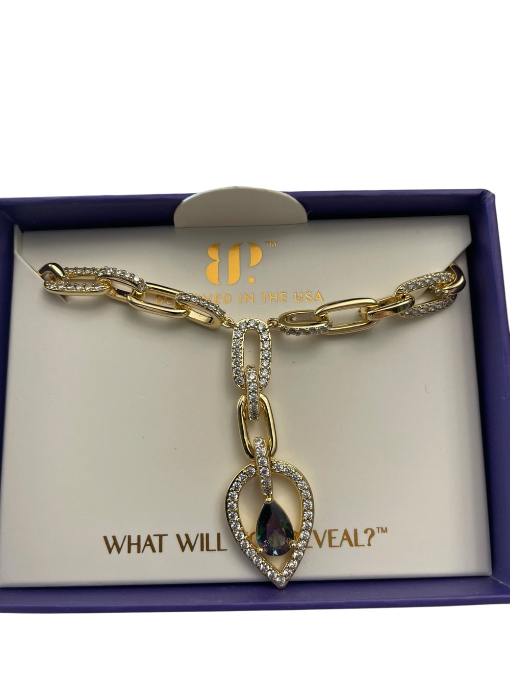 Bomb Party NK34440 “The Chain Needs An Applause” Gold/Alexandrite NIB